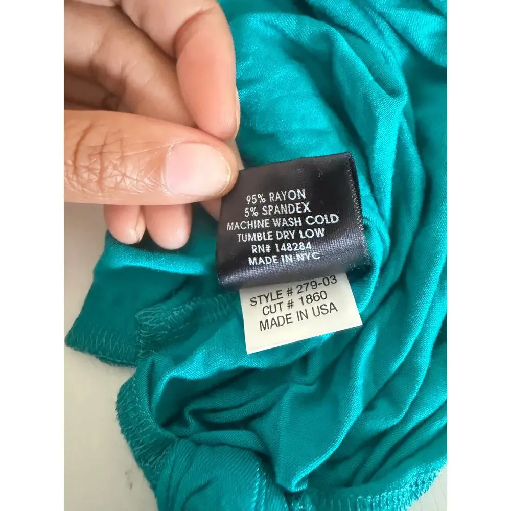 NWT Terez Girls Teal Blue Short Sleeve Side Tie Waist Top Youth Size Large